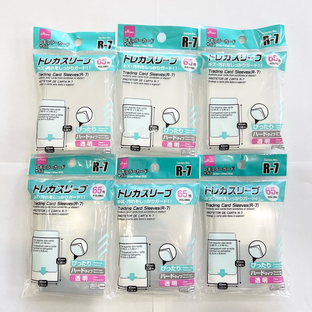 6 Pack Daiso Trading Card Sleeve R-7 Regular Size 65 Sleeves each for Pokemon